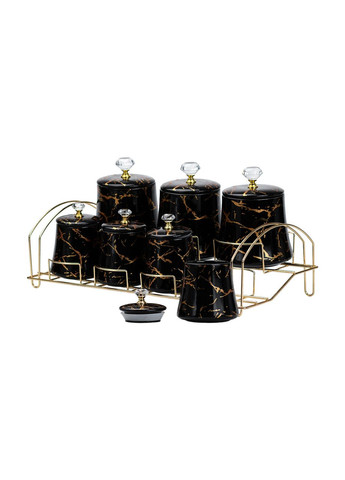 Набор баночек для сыпучих продуктов 600/250 мл на металлической подставке Yiwu (322421127)