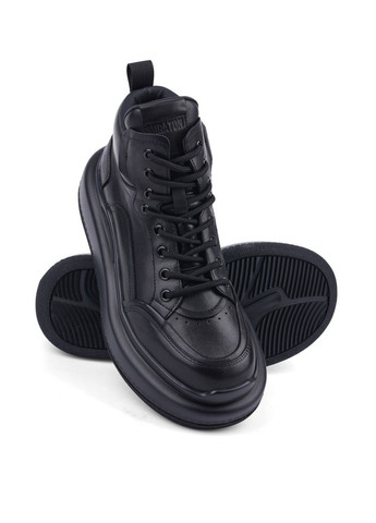 Осенние женские ботинки 666-1 черная кожа MIRATON