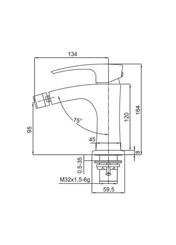 Смеситель для биде KB-20007-05 (Цвет черный) (KR3459) KOER (321213889)