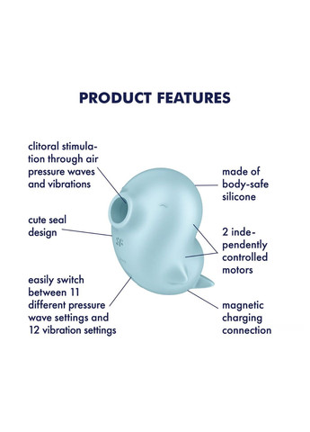 Вакуумный клиторальный стимулятор с вибрацией Sassy Seal, 2 независимых мотора Satisfyer (335388339)