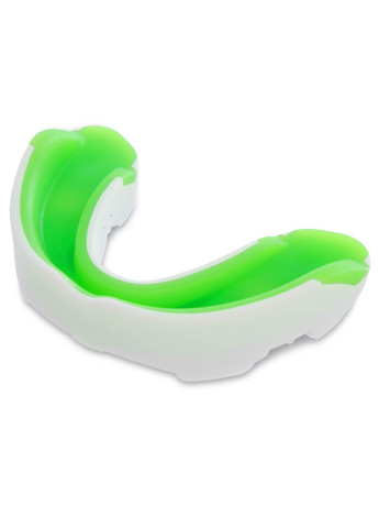 Капа боксерская односторонняя (одночелюстная) двухкомпонентная в футляре Pro (термопластик, белый-зеленый) Zelart (361433827)