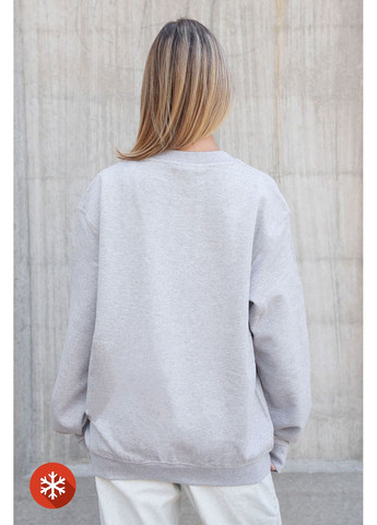 Сірий жіночий утеплений оверсайз світшот на флісі з принтом не жени коней gray Without напис (372519953)