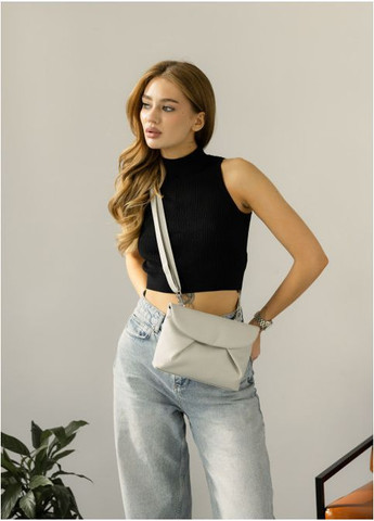 Сумка кросс-боди через плечо из экокожи женская маленькая Серый 40359 Sambag (361970276)