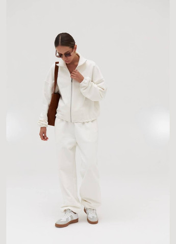 Женский спортивный костюм тринитка на флисе, белый No Brand Р1540-716 (337718368)