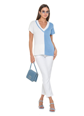 Голубой женская тонкая двухцветная блуза SVTR