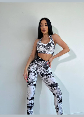 Жіночий фітнес двійка білий з чорним No Brand костюм (319845107)