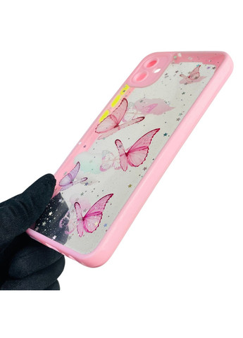 Чохол для Galaxy A04e (SM-A042F) з блискітками з метеликами на самсунг а04е рожевий Samsung (366387246)