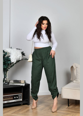 Жіночі брюки із мікровельвету колір хакі р.48/50 453794 New Trend (289720132)