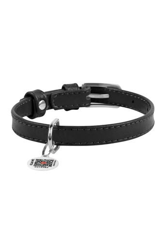 Нашийник для собак шкіряний Glamour без прикрас Ш 15 мм Д 27-36 см Чорний WAUDOG (332880580)