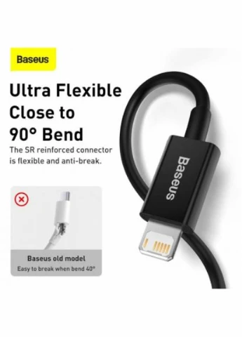 Дата кабеля Black (CALYSA01) Baseus USB 2.0 AM to Lightning 1.0m 2.4A Superior Series (309182701)