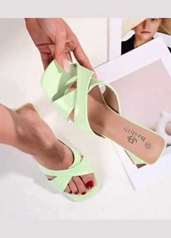 Жіночі шкіряні сабо на підборах 1600 Зелені Bashili (347024780)