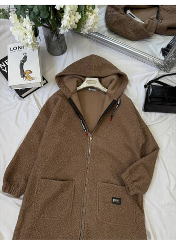 Темно-коричневое демисезонное Женское теплое тренч-пальто No Brand