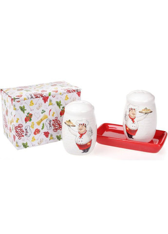 Набор спецовщиков шеф-повар соль и перец на керамической подставке Bona (329896896)