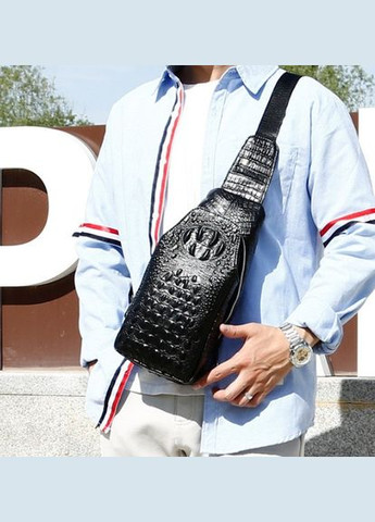 Мужская бананка сумка рептилия кожанная черная No Brand (301212218)