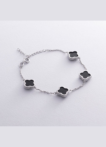 Срібний браслет Конюшина з оніксом OR128204 16 16 Oniks (278363577)