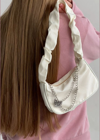 Женская сумка 6579 через плечо клатч на короткой ручке багет белая No Brand (292631190)