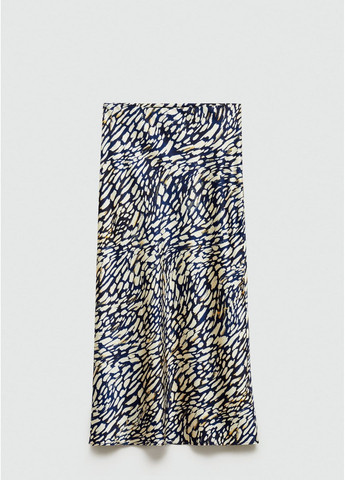 Разноцветная повседневная с абстрактным узором атласная юбка с принтом Mango