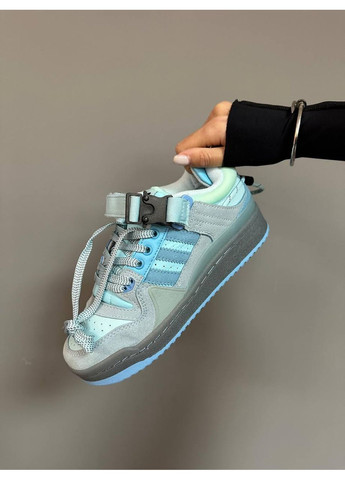 Блакитні Осінні кросівки чоловічі adidas forum x bad bunny light blue адідас форум бед банні No Brand