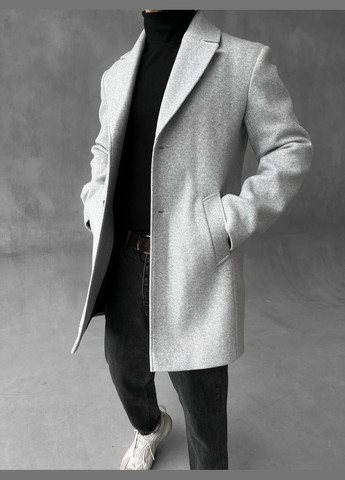 Сіре демісезонне Пальто чоловіче демісезонне однобортне No Brand