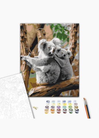 Картина за номерами Сім'я коал 40х50 Картини за номерами розпис тварини Малювати за номерами BS52451 Brushme (308987851)