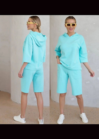 Жіночий костюм двійка з шортами колір м'ятний р.50/52 453627 New Trend (286330209)