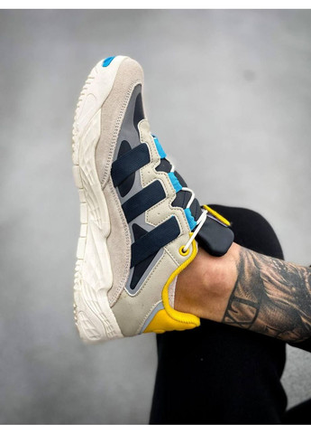 Комбіновані Осінні кросівки чоловічі adidas niteball cream white collegiate navy адідас найтбол No Brand
