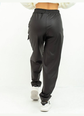 Черные теплые кожаные штаны с клапаном ISSA PLUS (280899091)