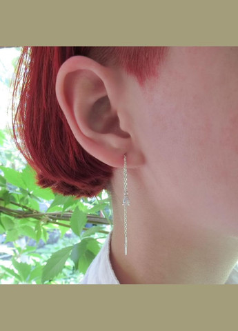 Срібні сережки протяжки з ланцюжками "Крапельки" крапля No Brand (350667418)