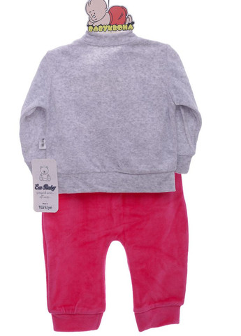 Сірий демісезонний костюм велюровий для дівчинки посмішка сірий 80 см (44231) BABYKROHA