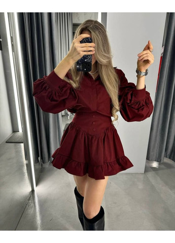 Костюм (сорочка, спідниця), колір Бордовий No Brand (361245776)