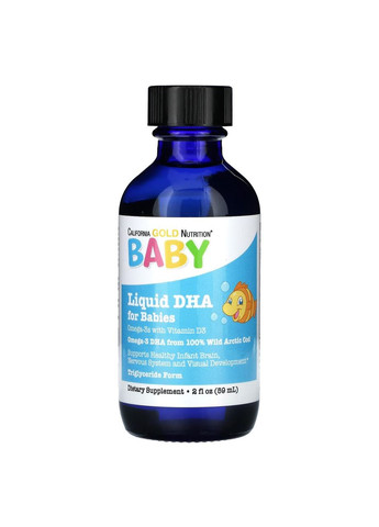 ДГК для детей, омега-3 жирные кислоты с витамином D3, 1050 мг, 59 мл California Gold Nutrition (334689333)