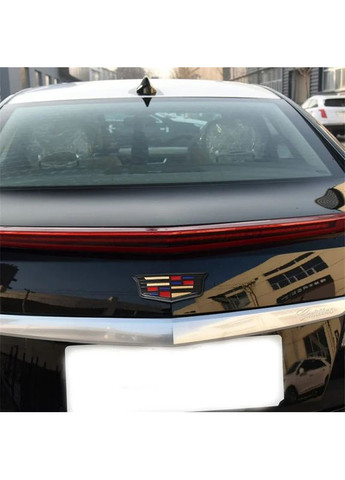 Емблема задня срібло+ кольорова вставка 145х56мм пластик (на скотчі) Cadillac (369611583)