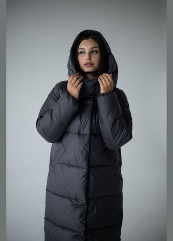 Графитовая зимняя пуховик длинный зимний женский SK