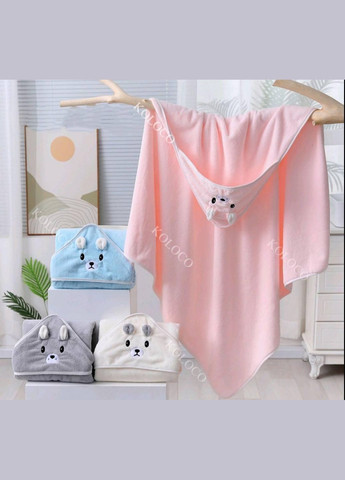 Детское полотенце уголок для купания малыша до 6 лет Полотенце для детей микрофибра (К8000-4) No Brand анималистичный мятный