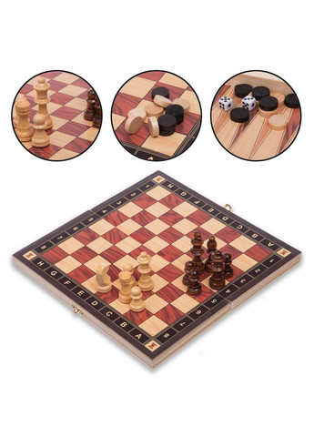 Шахматы, шашки, нарди 3 в 1 деревянные с магнитом ZC024A (фигуры-дерево, раствор доски 24см x 24см) SP-Sport (354703469)