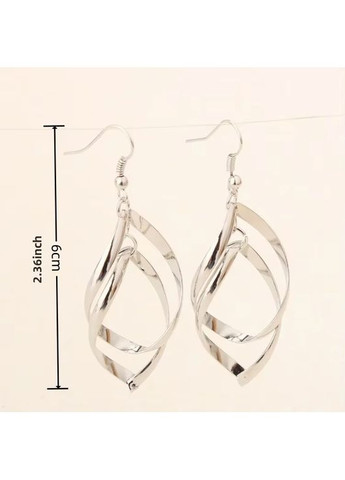 Серьги двойной ромб серебристые в виде ромба волнистые линии No Brand (339103974)