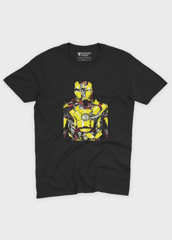 Черная мужская футболка с принтом супергероя - железный человек (ts001-1-bl-006-016-011) Modno