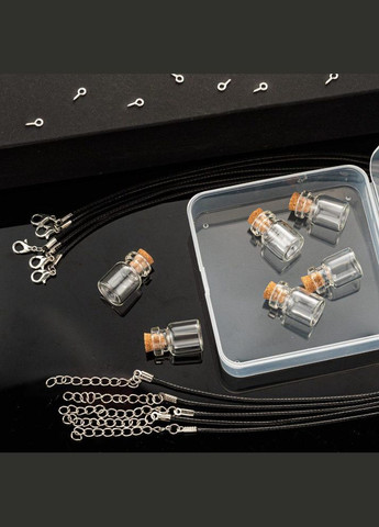 Набор для творчества Бутылочки стеклянные 6шт шнуры 6шт пены-штифты с резьбой 6шт кольца 6мм Прозрачные бутылочки Finding (316248342)