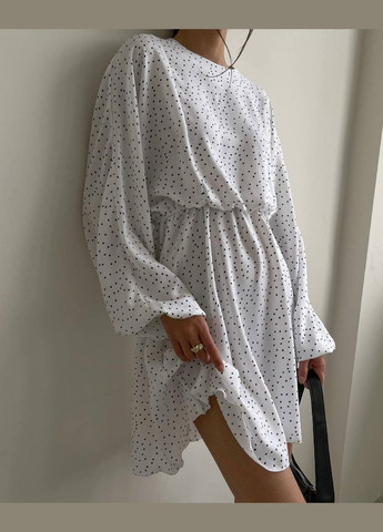 Білий повсякденний, коктейльна, вечірня, кежуал жіноча сукня No Brand в горошок