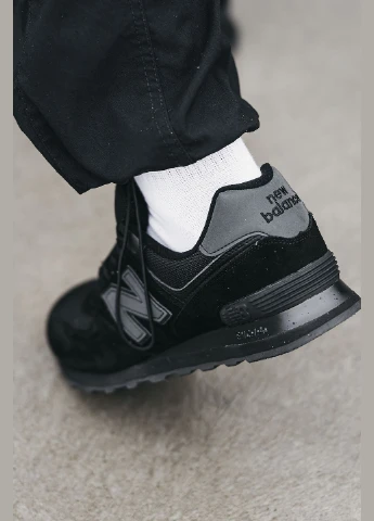 Чорні всесезон кросівки чоловічі і жіночі new balance 574 black | нью беланс 574 хакі No Brand