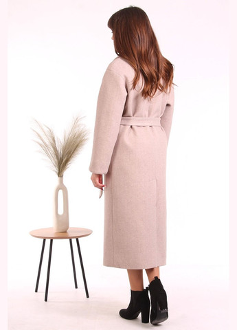 Бежевое демисезонное Пальто удлиненный женское 046 меланж кашемир бежевый Актуаль
