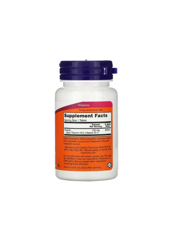 Вітамін В1 (Тіамін), 100 мг, Vitamin B1,, 100 таблеток Now Foods (361118985)