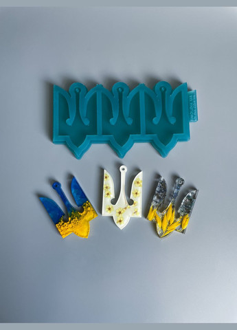 Молд 3в1 фигурный с отверстием герб Украины 85*55*5 мм для брелоков магнитов силиконовая форма молд для эпоксидной смолы No Brand (370566531)