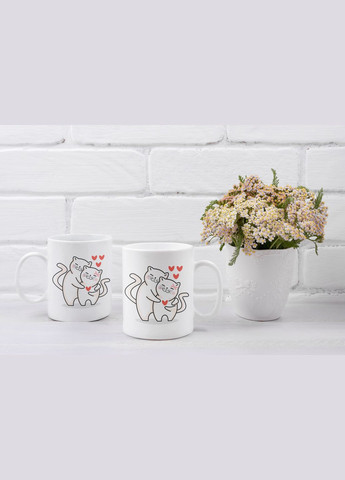 Парные чашки кружки Пара котов для Влюблённых Белая 330 мл Orca (316259505)