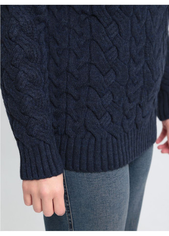 Темно-синій зимовий светр жіночий темно-синій вовняний зимовий з горлом Pulltonic Пряма