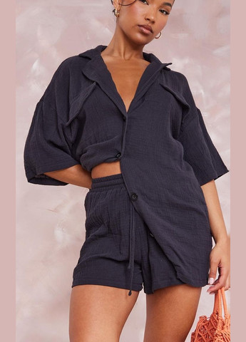 Чёрная блуза PrettyLittleThing