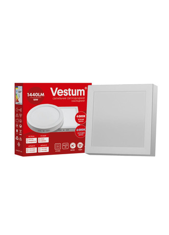 Квадратний світлодіодний накладний світильник 18W 4000K 220V 1-VS-5403 Vestum (355926960)