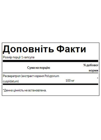 Ресвератрол 100 мг капсулы антиоксиданты для здоровья сердца 30 шт Swanson (367958048)