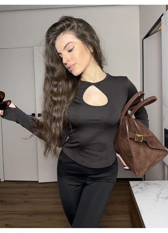 Лонгслив женский с вырезом Fashion (388424327)