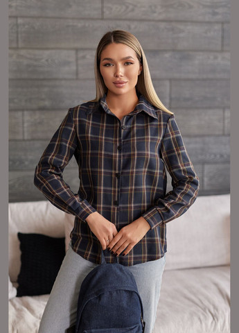 Темно-синяя рубашка в клетку Fashion Girl